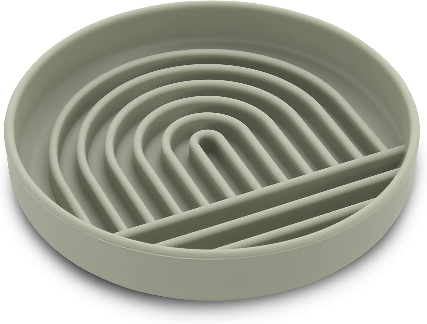 KFX-5658557 Simple Slow Feeding Bowl for Cats and Dogs - Silicone Pet Tableware in Pink, Gray, Light Green