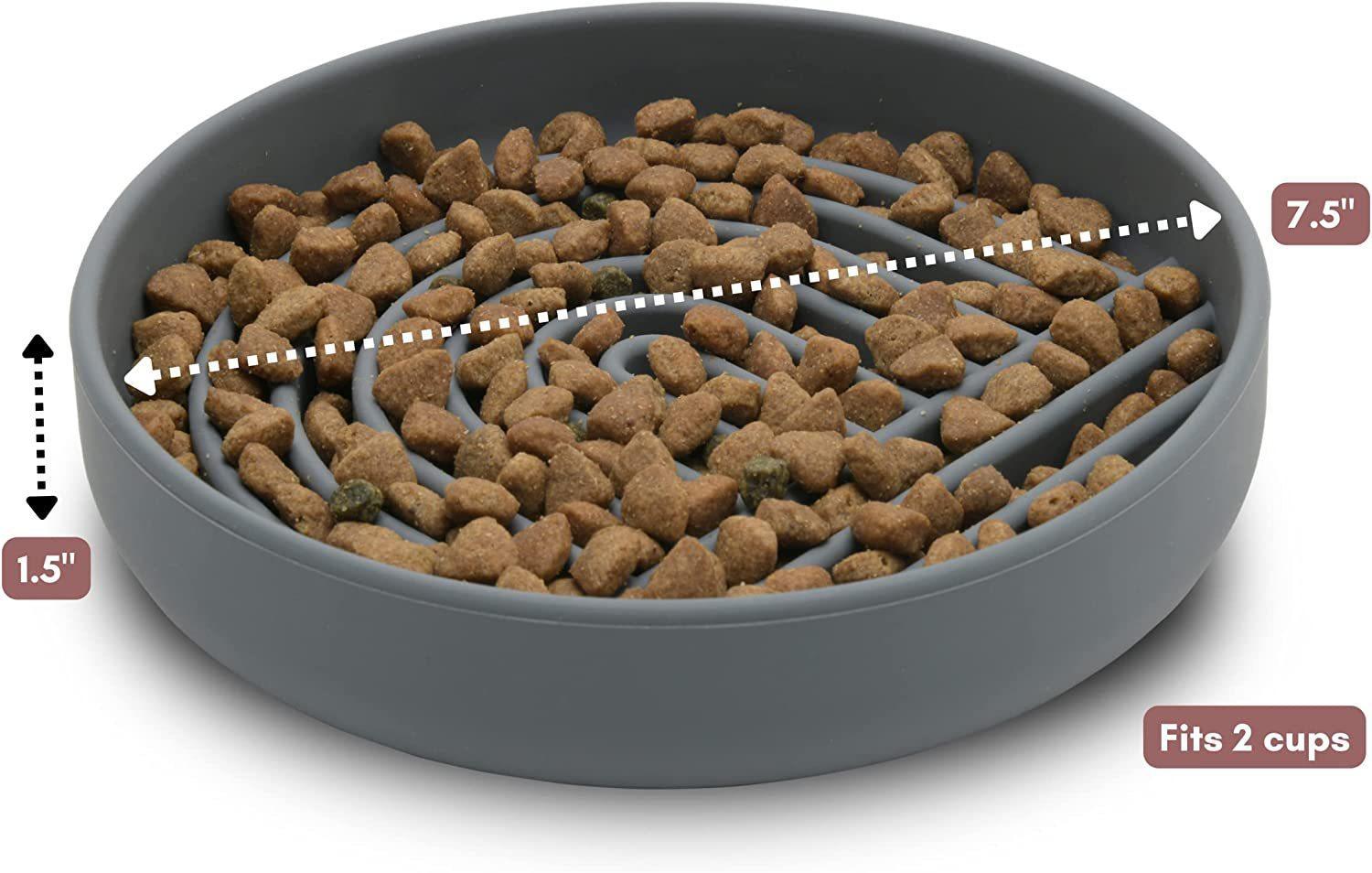 KFX-5658557 Simple Slow Feeding Bowl for Cats and Dogs - Silicone Pet Tableware in Pink, Gray, Light Green