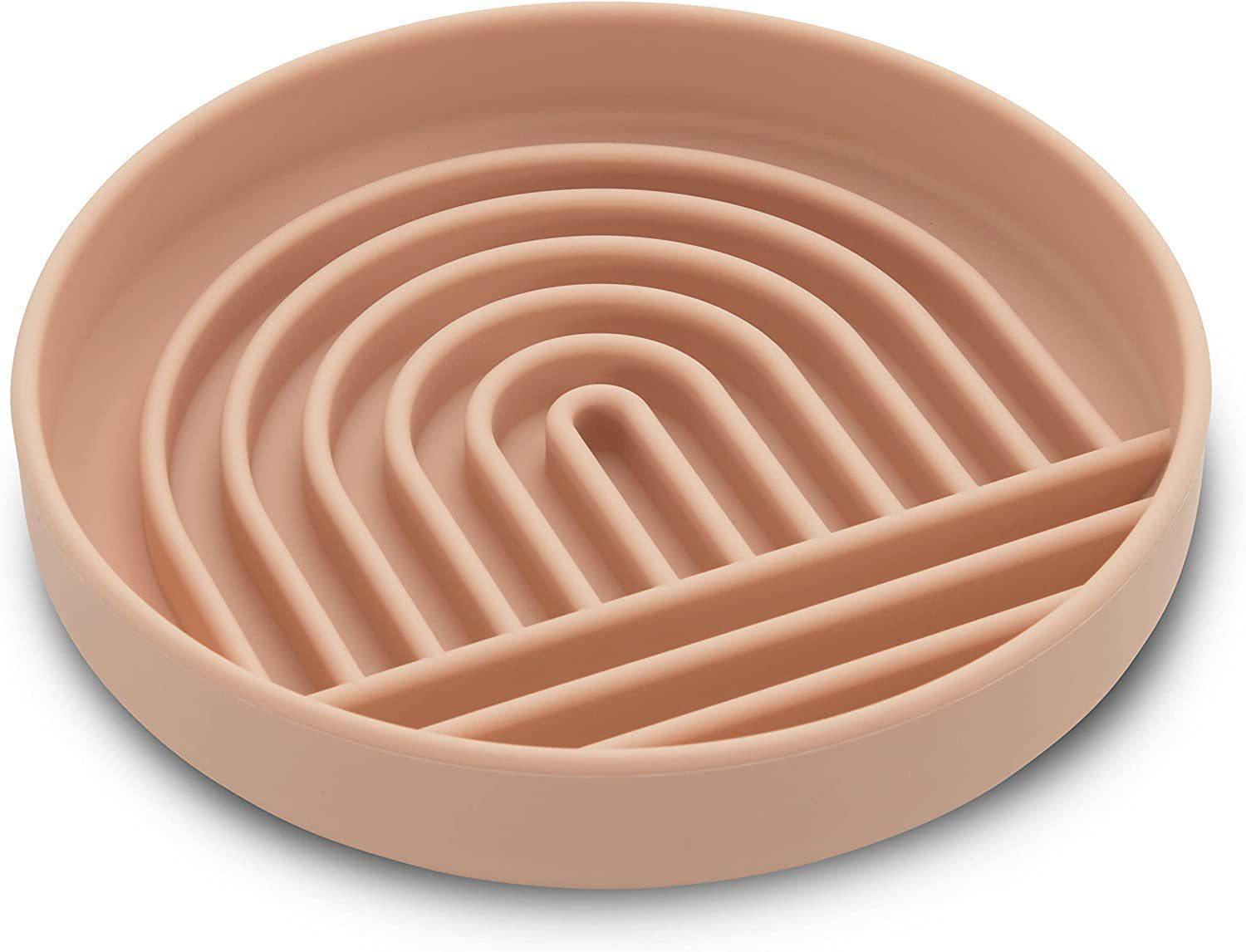 KFX-5658557 Simple Slow Feeding Bowl for Cats and Dogs - Silicone Pet Tableware in Pink, Gray, Light Green