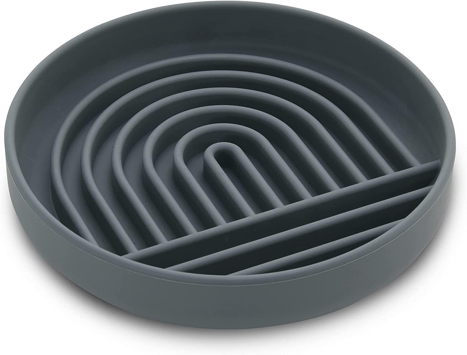 KFX-5658557 Simple Slow Feeding Bowl for Cats and Dogs - Silicone Pet Tableware in Pink, Gray, Light Green