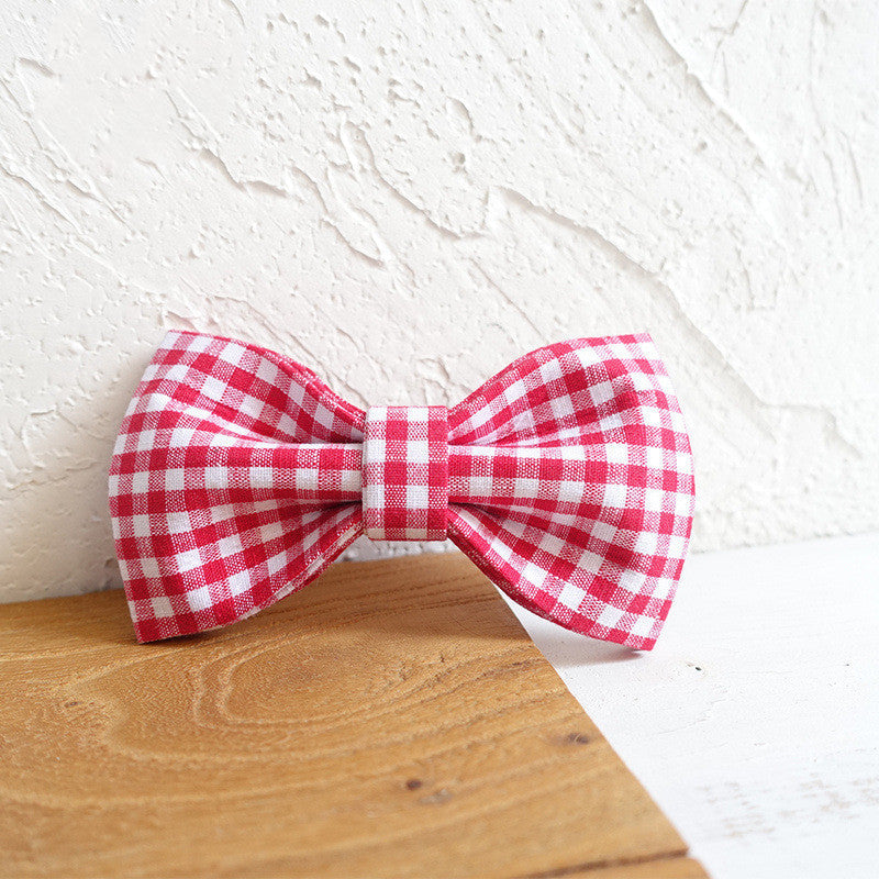 KFX-5660349 Plaid Pet Collar Bow Tie Set with Leash - Durable Polyester Material, Various Sizes