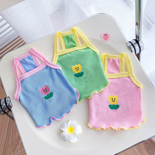 KFX-5660733 Lightweight Cotton Dog Vest and Skirt Set for Summer Wear
