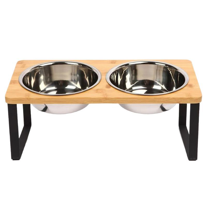 KFX-5662141 Elevated Stainless Steel Pet Bowl with Anti-Tip Design and Large Capacity