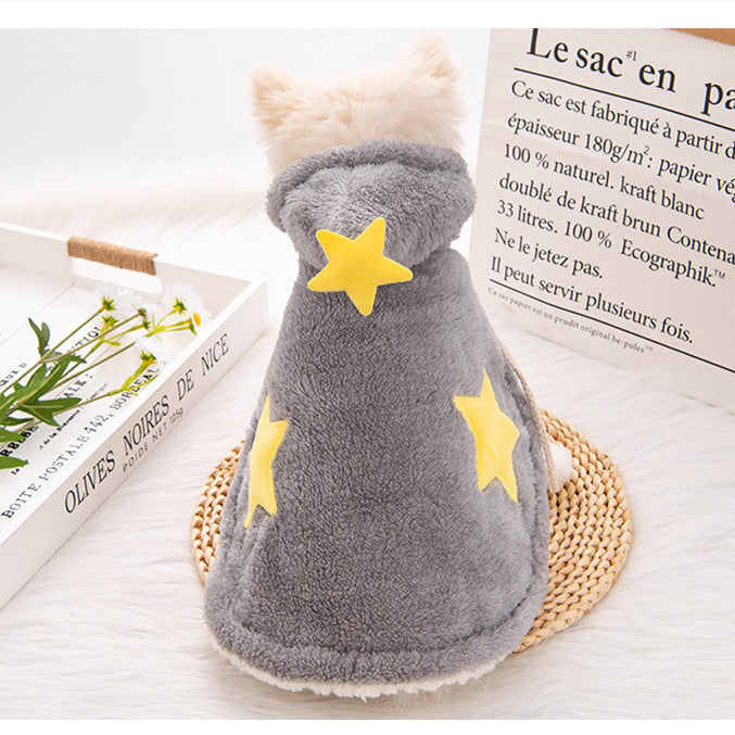 KFX-5664701 Cozy Flannel Puppy Cloak Nightgown for Autumn and Winter - Blue and Gray, Sizes S-M-L