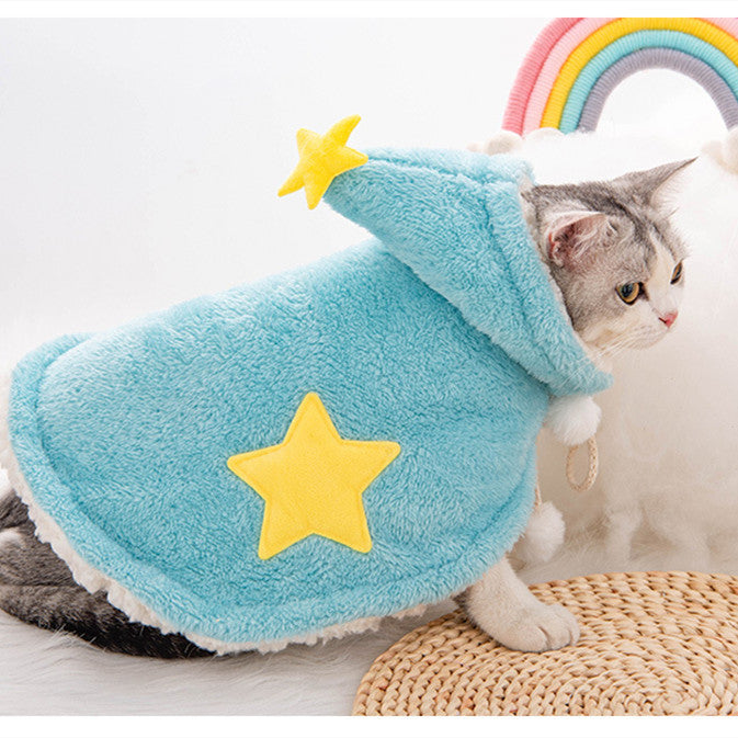 KFX-5664701 Cozy Flannel Puppy Cloak Nightgown for Autumn and Winter - Blue and Gray, Sizes S-M-L