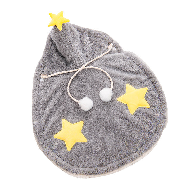 KFX-5664701 Cozy Flannel Puppy Cloak Nightgown for Autumn and Winter - Blue and Gray, Sizes S-M-L