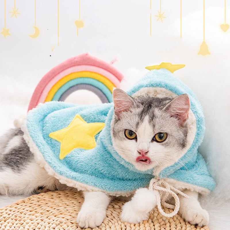KFX-5664701 Cozy Flannel Puppy Cloak Nightgown for Autumn and Winter - Blue and Gray, Sizes S-M-L