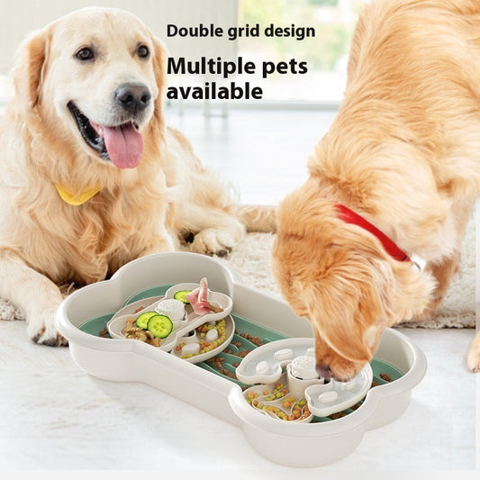 KFX-5664957 Slow Feeder Pet Bowl for Dogs, Educational Anti-Choke Design, Available in Lake Blue, Pink, Yellow - 25x43x7.5cm