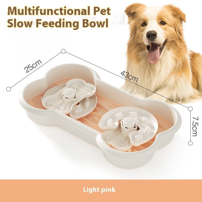 KFX-5664957 Slow Feeder Pet Bowl for Dogs, Educational Anti-Choke Design, Available in Lake Blue, Pink, Yellow - 25x43x7.5cm