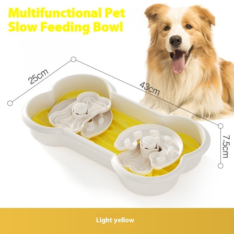 KFX-5664957 Slow Feeder Pet Bowl for Dogs, Educational Anti-Choke Design, Available in Lake Blue, Pink, Yellow - 25x43x7.5cm