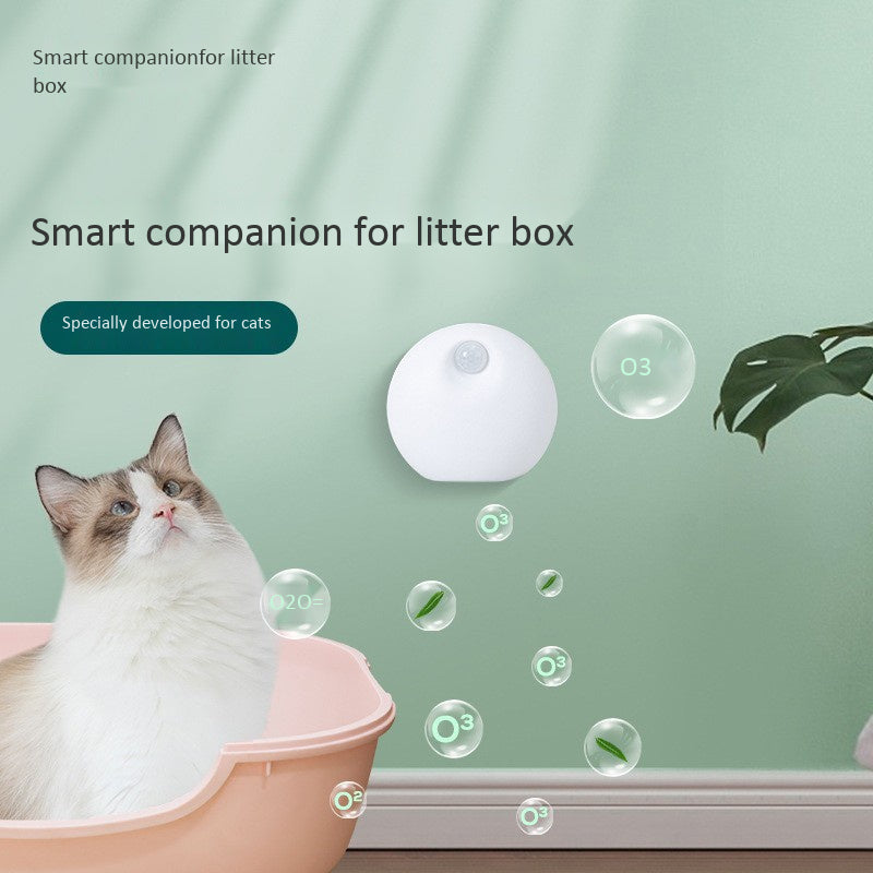 KFX-5667389 Smart Cat Air Purifier - Fragrance-Free Deodorizer for Pet Litter Boxes, Battery Operated, Quiet Design