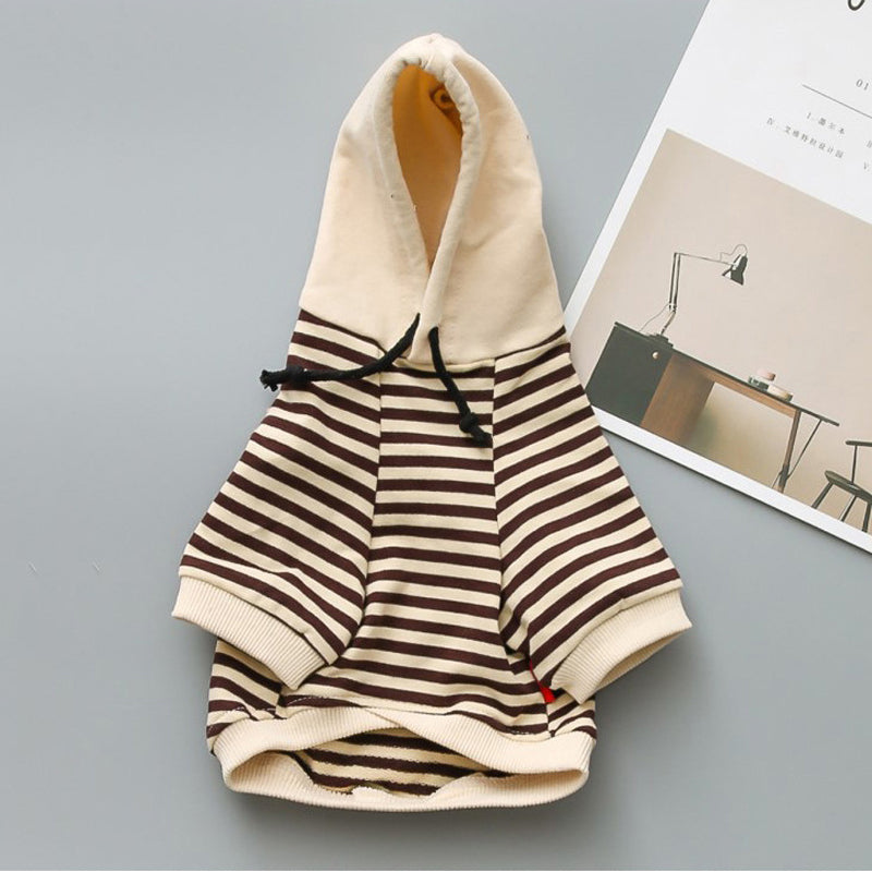 KFX-5669181 Cozy Cotton Dog Sweater in Khaki or Black Stripes for Parent-Child Matching Outfit