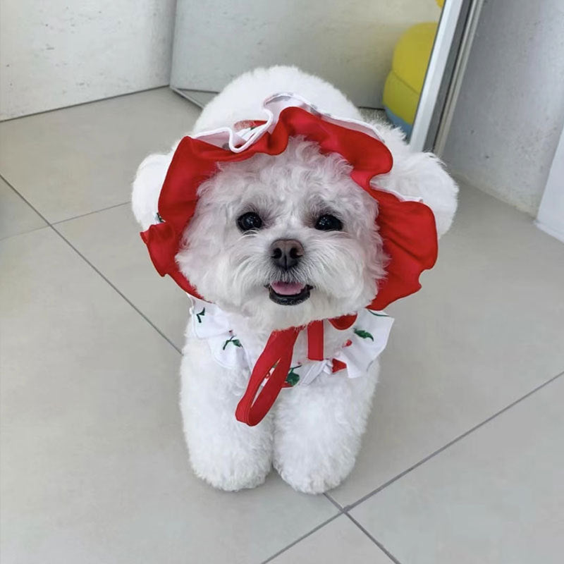 KFX-5671485 Cute Cherry Print Swimsuit Dress for Puppies in Red, Available in Multiple Sizes