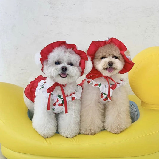 KFX-5671485 Cute Cherry Print Swimsuit Dress for Puppies in Red, Available in Multiple Sizes