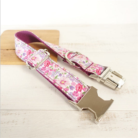KFX-5671869 Pink Fairy Dog Leash and Collar Set - Durable Polyester Traction Strap for Everyday Use