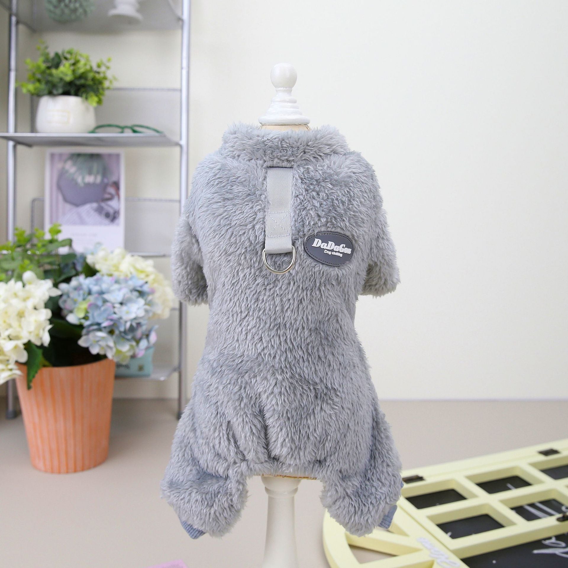 KFX-5674045 Cozy Coral Fleece Fluffy Coat for Small Dogs - Available in Brown, Pink, Gray