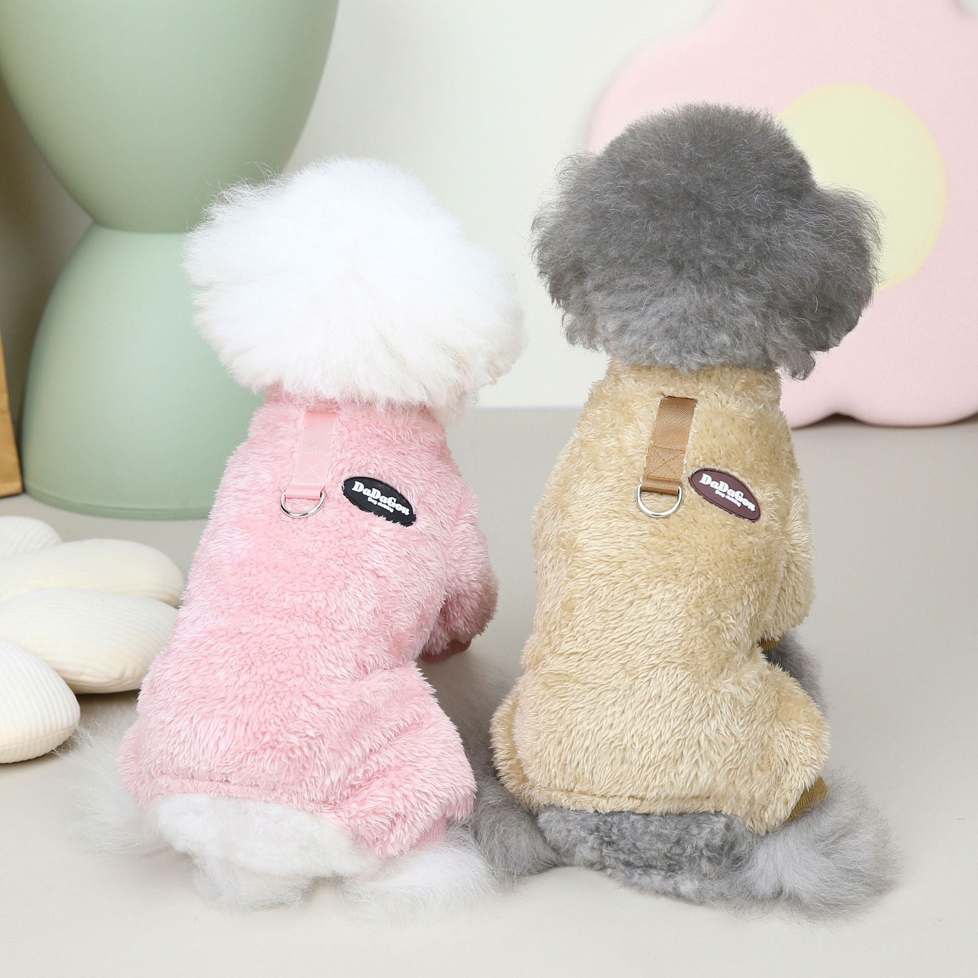 KFX-5674045 Cozy Coral Fleece Fluffy Coat for Small Dogs - Available in Brown, Pink, Gray