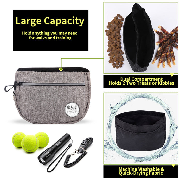 KFX-5676093 Portable Pet Snack Bag for Dog Training and Walks, Durable Oxford Material, Easy Access Design