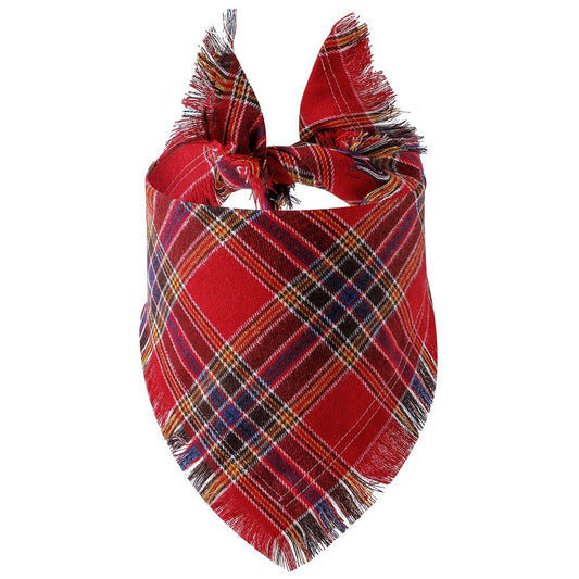 KFX-5677245 Plaid Triangle Scarf for Dogs - Stylish and Comfortable Accessory