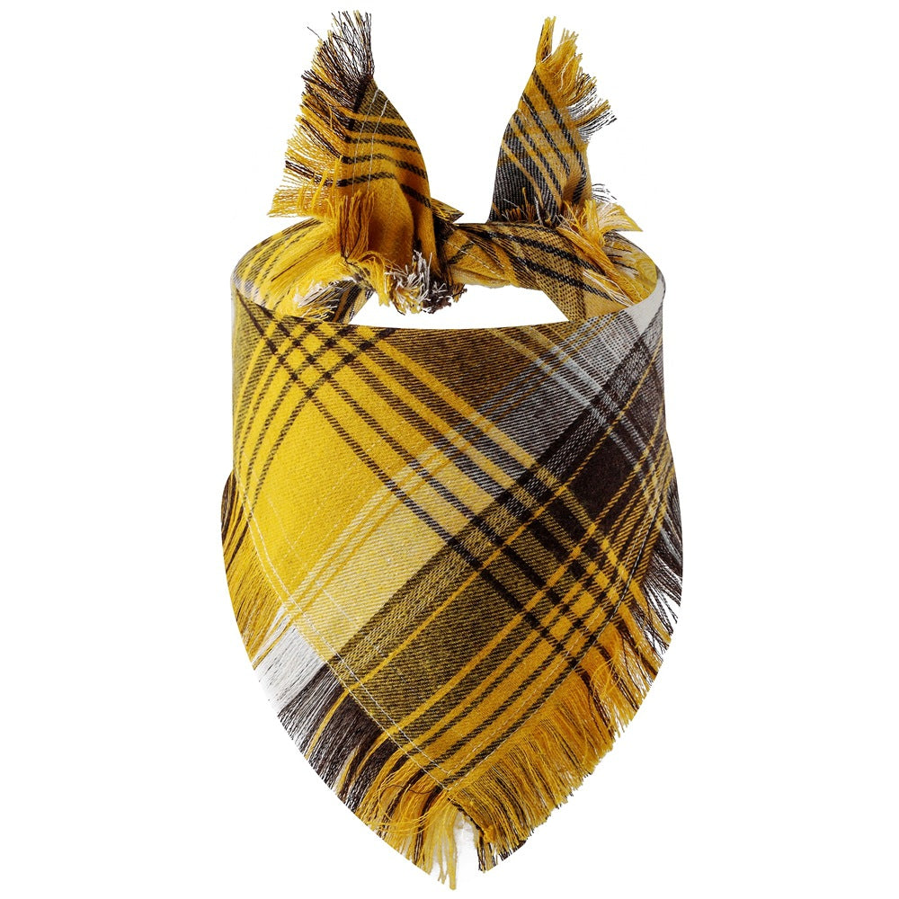 KFX-5677245 Plaid Triangle Scarf for Dogs - Stylish and Comfortable Accessory