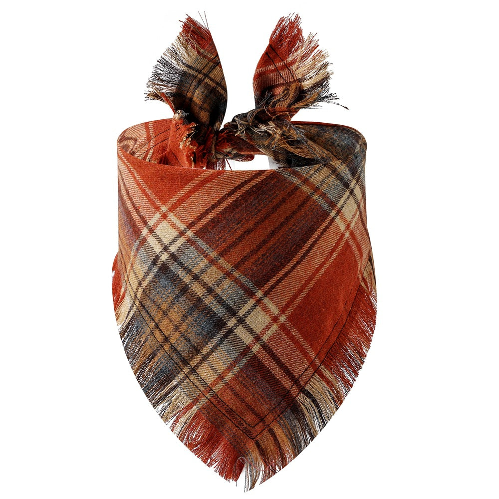 KFX-5677245 Plaid Triangle Scarf for Dogs - Stylish and Comfortable Accessory