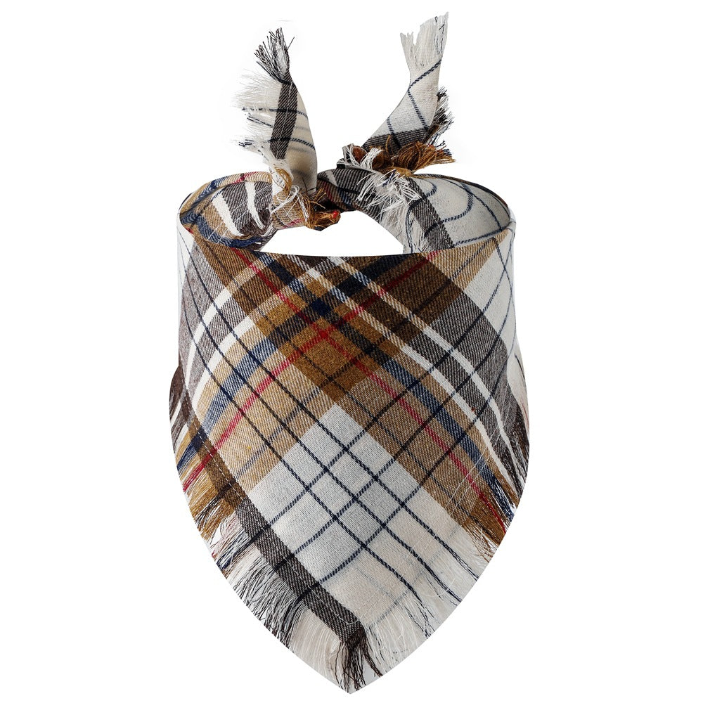 KFX-5677245 Plaid Triangle Scarf for Dogs - Stylish and Comfortable Accessory