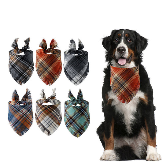 KFX-5677245 Plaid Triangle Scarf for Dogs - Stylish and Comfortable Accessory