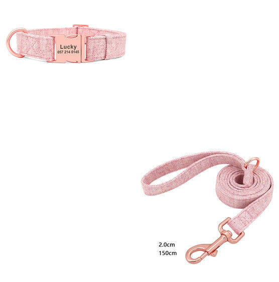KFX-5681469 Adjustable Pet Dog Collar with Engraving and Traction Rope – Anti-Lost Supplies, Sizes S, M, L