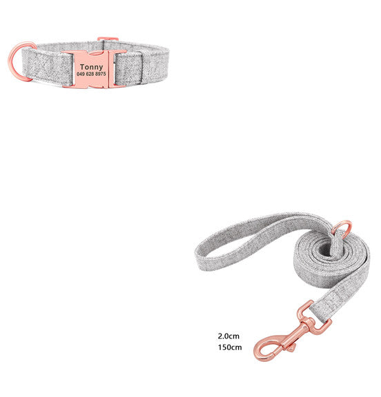 KFX-5681469 Adjustable Pet Dog Collar with Engraving and Traction Rope – Anti-Lost Supplies, Sizes S, M, L