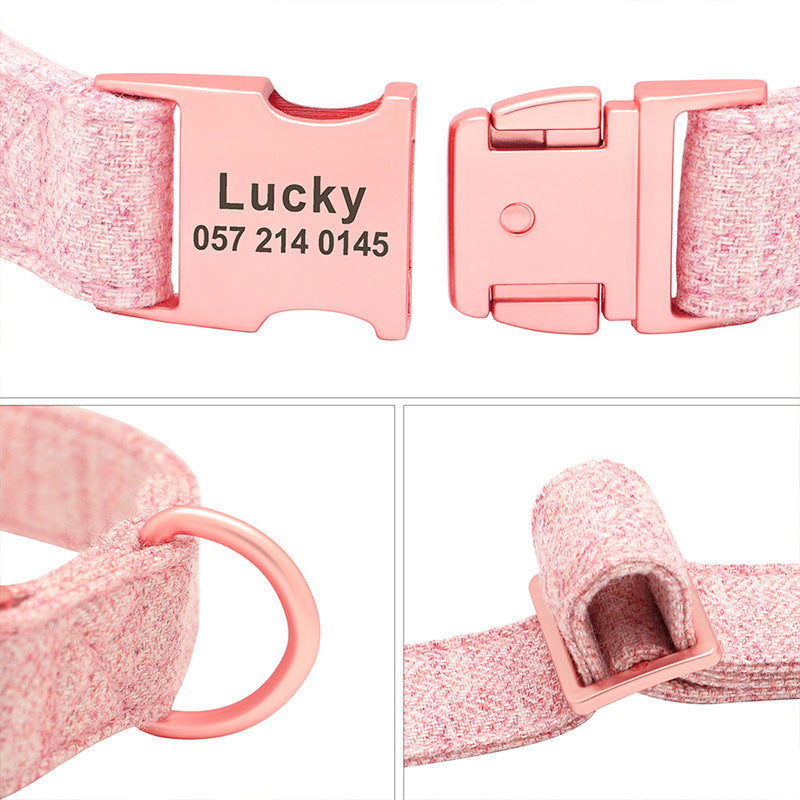 KFX-5681469 Adjustable Pet Dog Collar with Engraving and Traction Rope – Anti-Lost Supplies, Sizes S, M, L