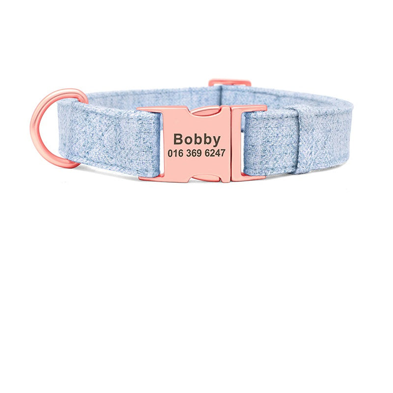 KFX-5681469 Adjustable Pet Dog Collar with Engraving and Traction Rope – Anti-Lost Supplies, Sizes S, M, L