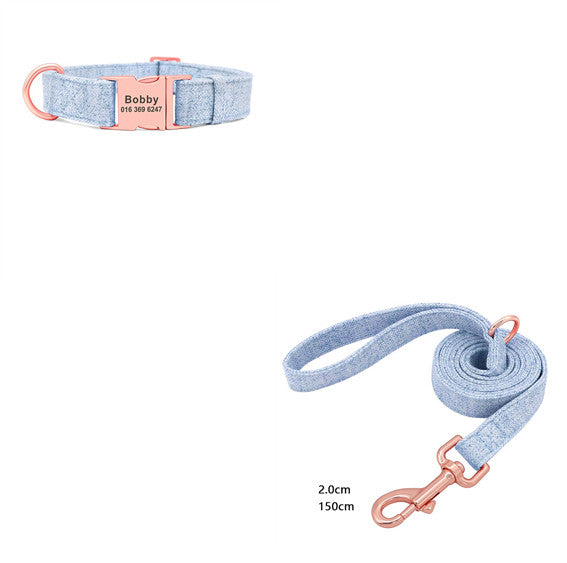 KFX-5681469 Adjustable Pet Dog Collar with Engraving and Traction Rope – Anti-Lost Supplies, Sizes S, M, L