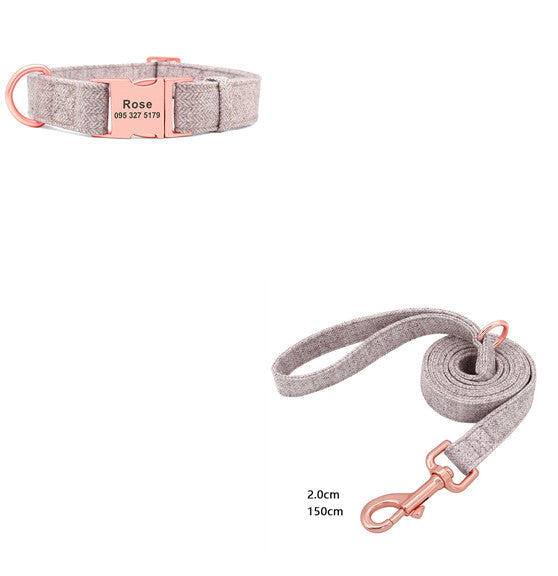 KFX-5681469 Adjustable Pet Dog Collar with Engraving and Traction Rope – Anti-Lost Supplies, Sizes S, M, L
