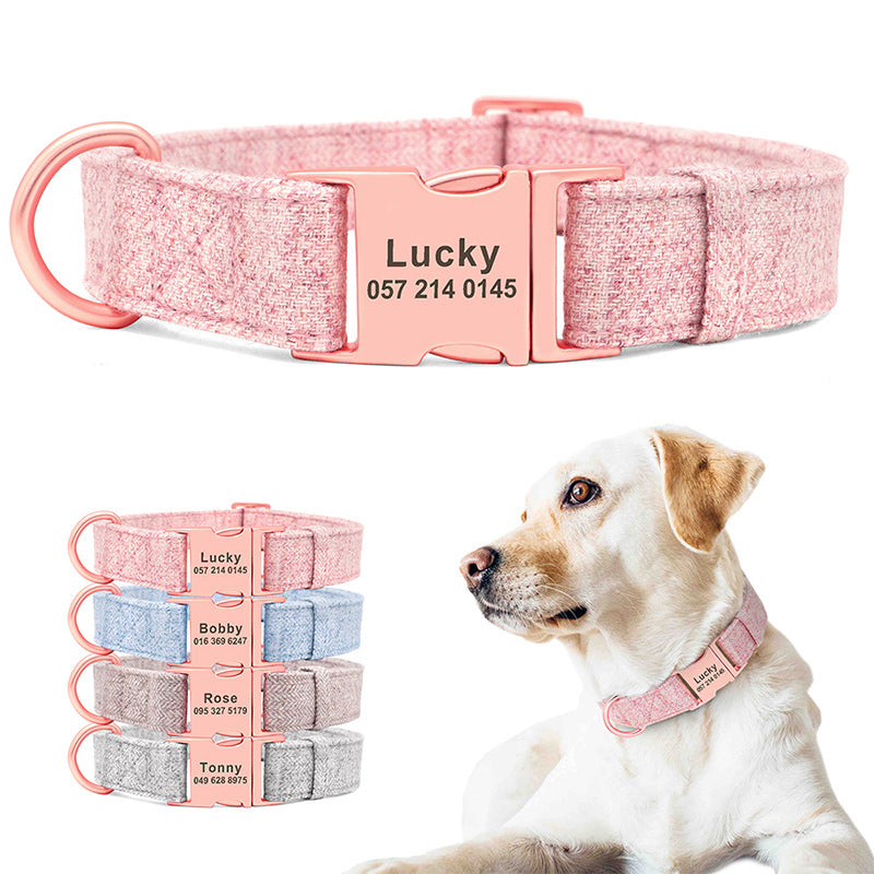 KFX-5681469 Adjustable Pet Dog Collar with Engraving and Traction Rope – Anti-Lost Supplies, Sizes S, M, L