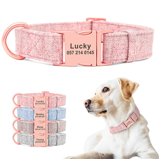 KFX-5681469 Adjustable Pet Dog Collar with Engraving and Traction Rope – Anti-Lost Supplies, Sizes S, M, L