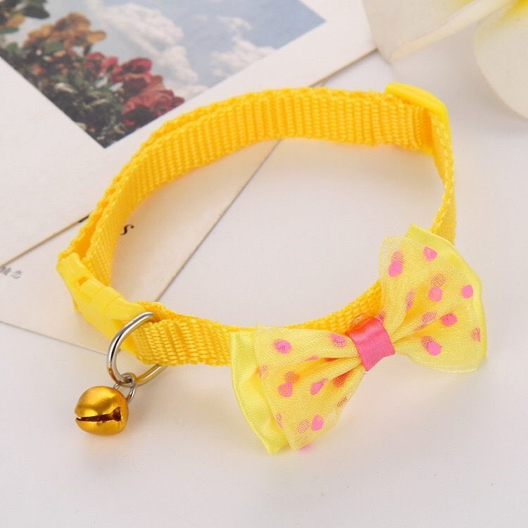 KFX-5681597 Bowknot Pet Collar with Bell in Multiple Colors - Polyester Material