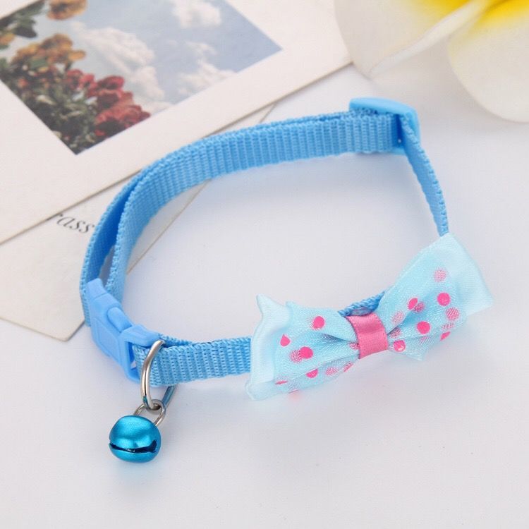 KFX-5681597 Bowknot Pet Collar with Bell in Multiple Colors - Polyester Material