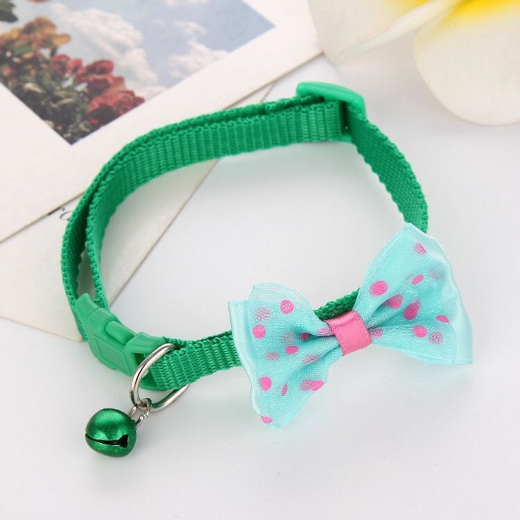 KFX-5681597 Bowknot Pet Collar with Bell in Multiple Colors - Polyester Material