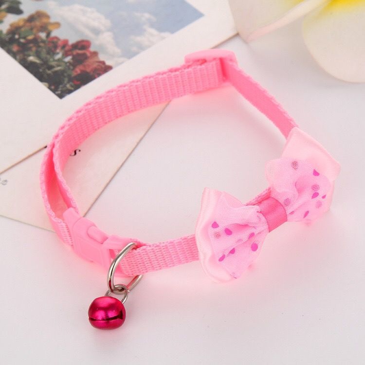 KFX-5681597 Bowknot Pet Collar with Bell in Multiple Colors - Polyester Material