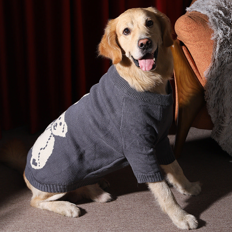 KFX-5683389 Cozy Gray Winter Dog Sweater for Large Breeds, Size 4XL to 7XL, Casual Design