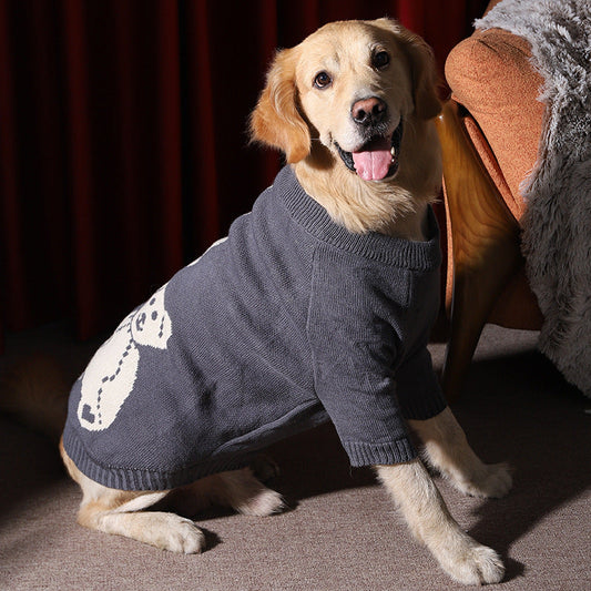 KFX-5683389 Cozy Gray Winter Dog Sweater for Large Breeds, Size 4XL to 7XL, Casual Design