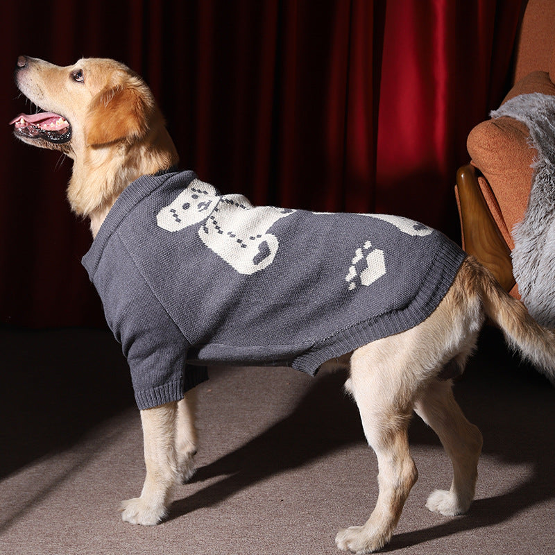 KFX-5683389 Cozy Gray Winter Dog Sweater for Large Breeds, Size 4XL to 7XL, Casual Design