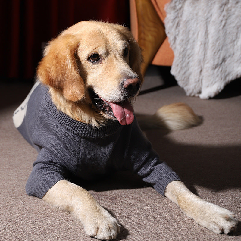 KFX-5683389 Cozy Gray Winter Dog Sweater for Large Breeds, Size 4XL to 7XL, Casual Design