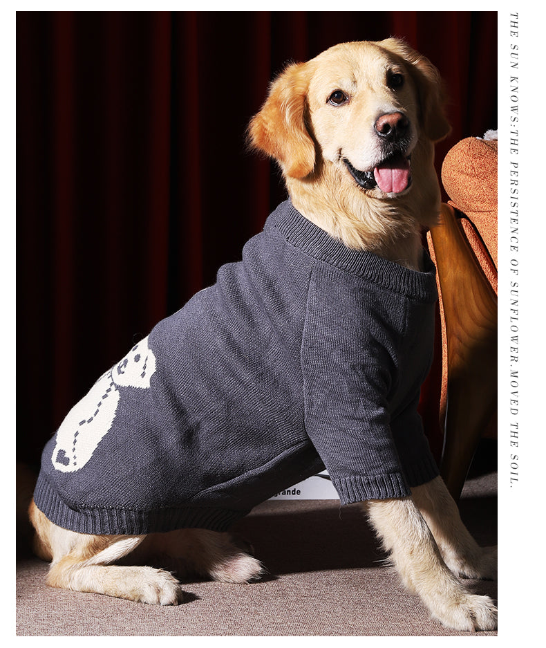 KFX-5683389 Cozy Gray Winter Dog Sweater for Large Breeds, Size 4XL to 7XL, Casual Design