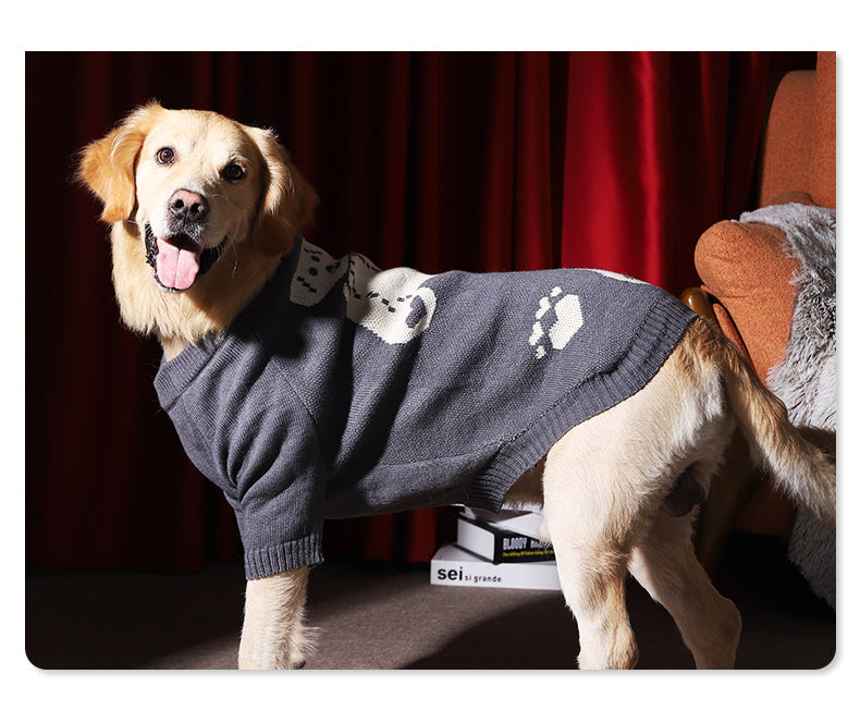 KFX-5683389 Cozy Gray Winter Dog Sweater for Large Breeds, Size 4XL to 7XL, Casual Design