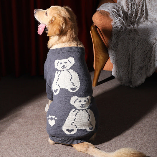 KFX-5683389 Cozy Gray Winter Dog Sweater for Large Breeds, Size 4XL to 7XL, Casual Design