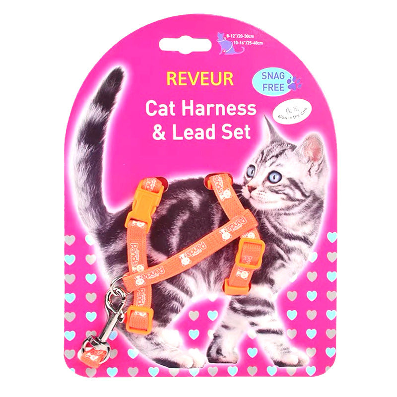 KFX-5684669 Reflective Cat Chest Strap with Anti-Lost Design - Luminous Patterns in Multiple Colors