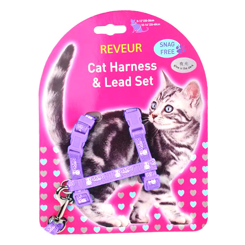 KFX-5684669 Reflective Cat Chest Strap with Anti-Lost Design - Luminous Patterns in Multiple Colors