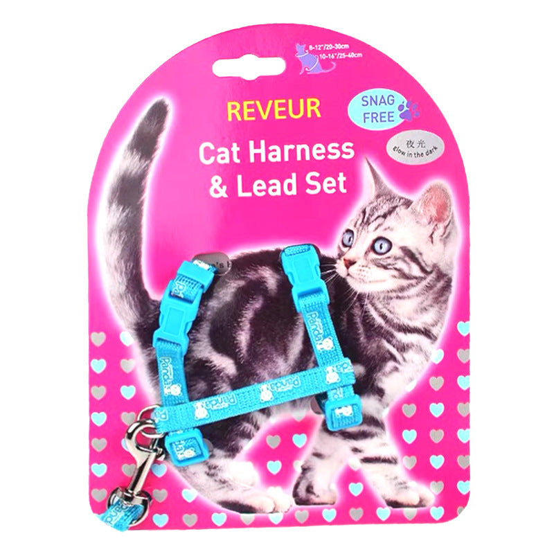 KFX-5684669 Reflective Cat Chest Strap with Anti-Lost Design - Luminous Patterns in Multiple Colors