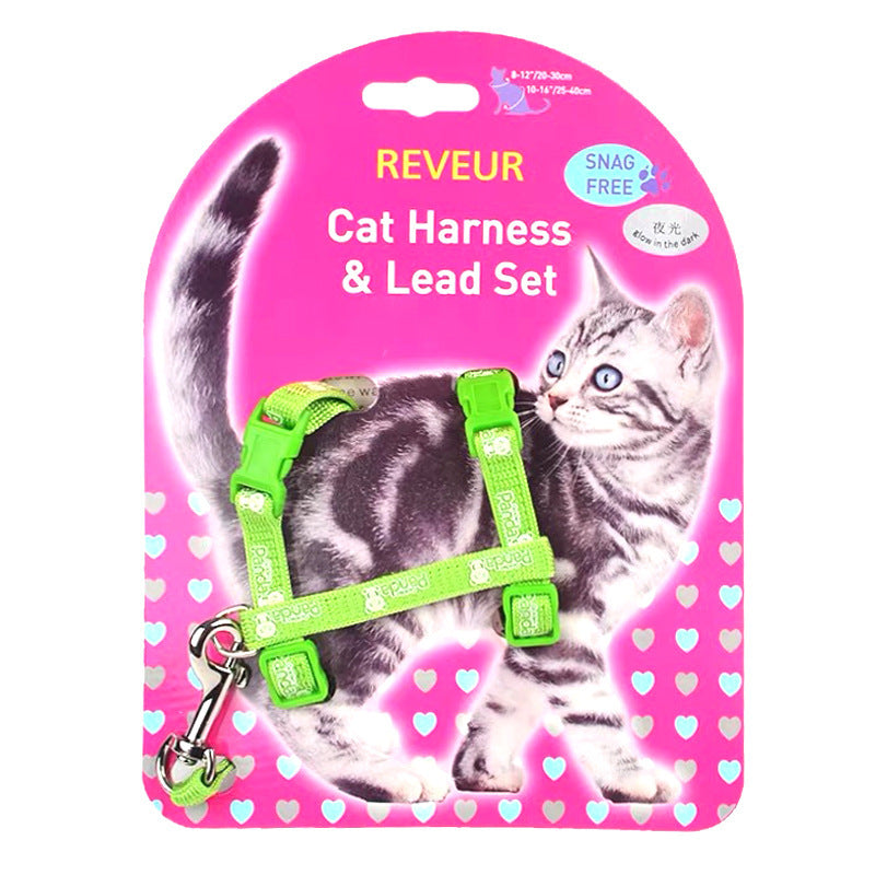 KFX-5684669 Reflective Cat Chest Strap with Anti-Lost Design - Luminous Patterns in Multiple Colors
